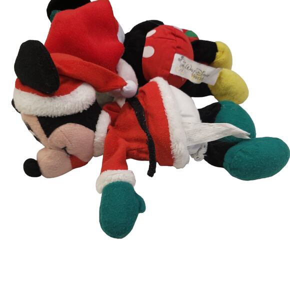 Vintage Walt Disney World Christmas Mickey Mouse Minnie Mouse Plush 8" 1999 - Picture 5 of 9